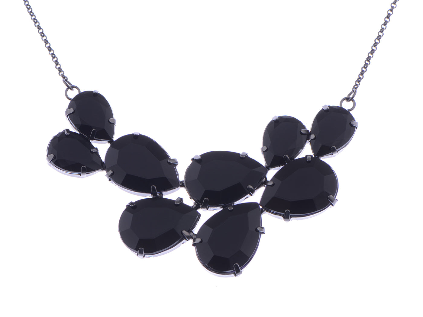 Rose Gold Champagne Teardrop Cluster Statement Bib Pendant Necklace