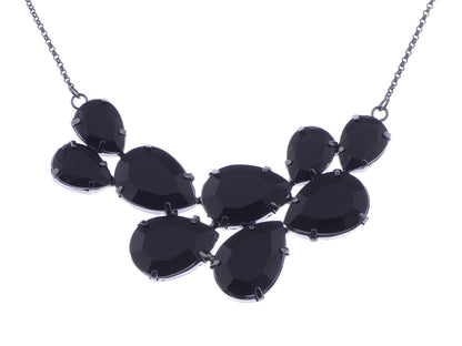 Rose Gold Champagne Teardrop Cluster Statement Bib Pendant Necklace