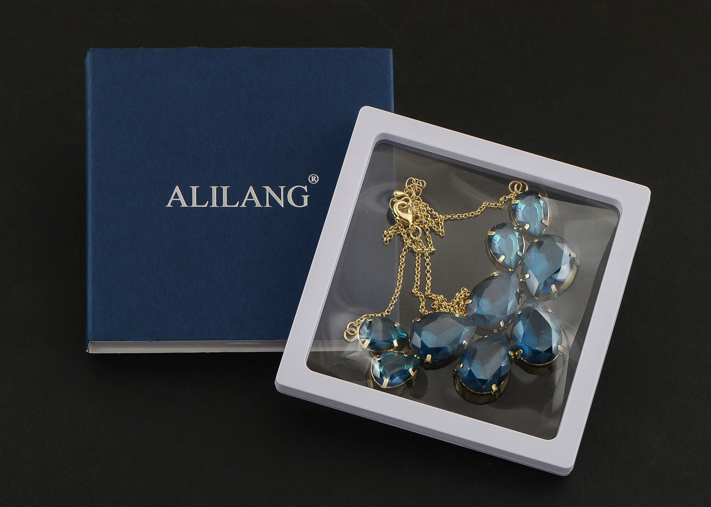 Rose Gold Champagne Teardrop Cluster Statement Bib Pendant Necklace