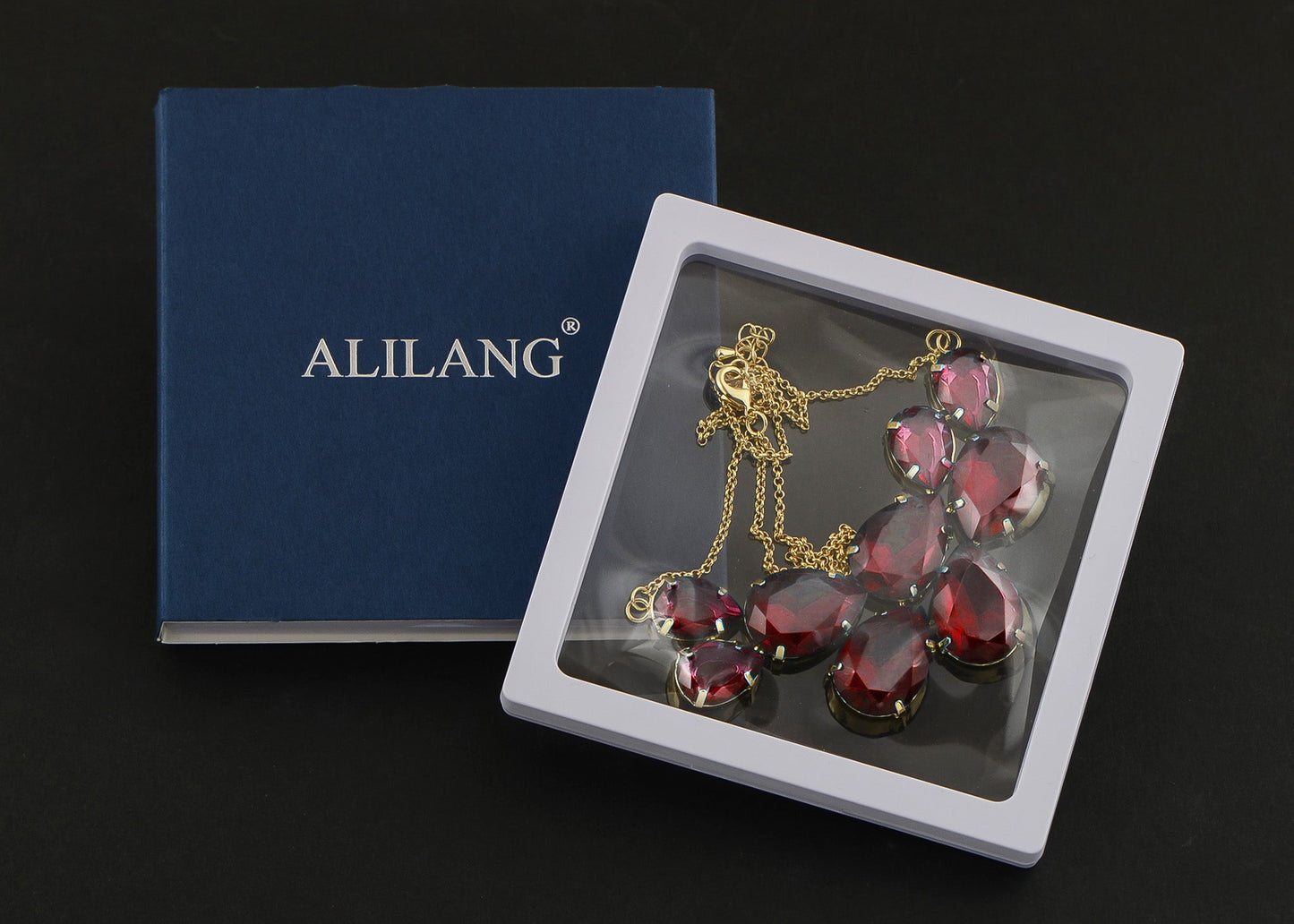 Rose Gold Champagne Teardrop Cluster Statement Bib Pendant Necklace