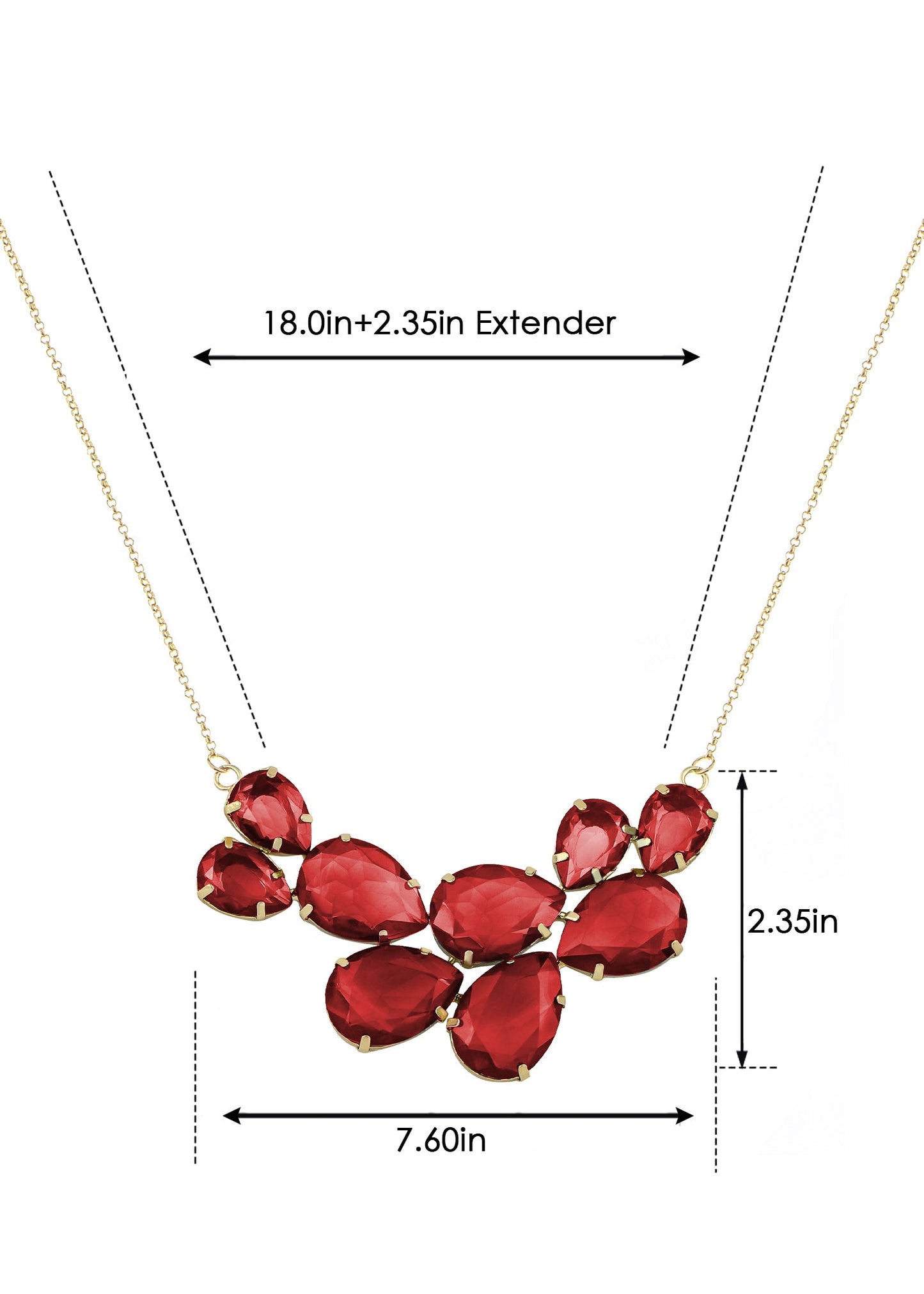 Rose Gold Champagne Teardrop Cluster Statement Bib Pendant Necklace