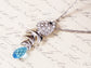 Swarovski Crystal Silver Aquamarine Fish Bone Necklace