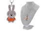 Swarovski Crystal Curious Animal Bunny Rabbit With Rose Or Topaz Easter Egg Pendant Necklace