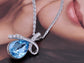 Swarovski Crystal Elements Aquamarine Bow Necklace