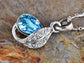 Swarovski Crystal Elements Light Sapphire Teardrop Leaf Charm Pendant Necklace