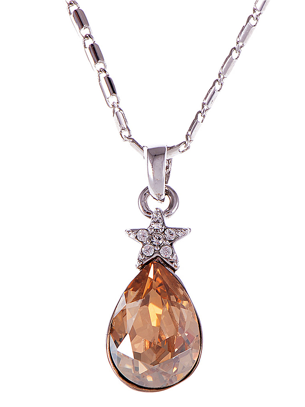 Swarovski Crystal Element Topaz Teardrop Sea Star Studded Pendant Necklace