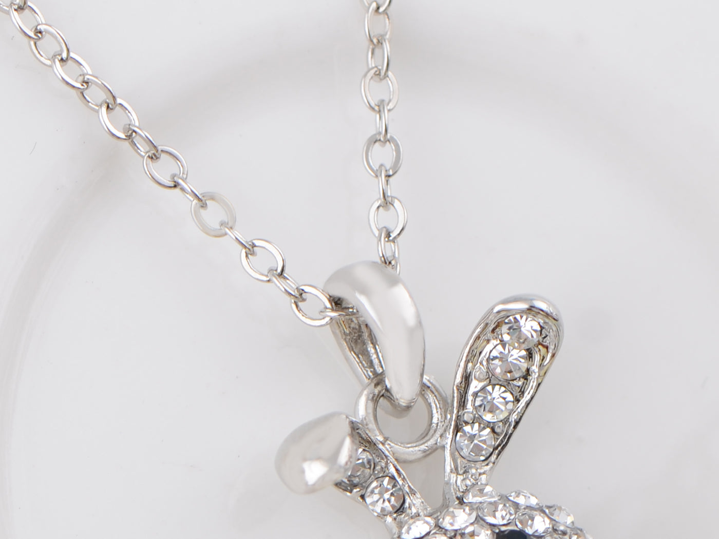 Swarovski Crystal Curious Animal Bunny Rabbit With Rose Or Topaz Easter Egg Pendant Necklace