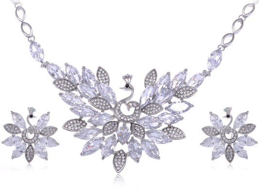 Swarovski Crystal Peacock Necklace Earring Set