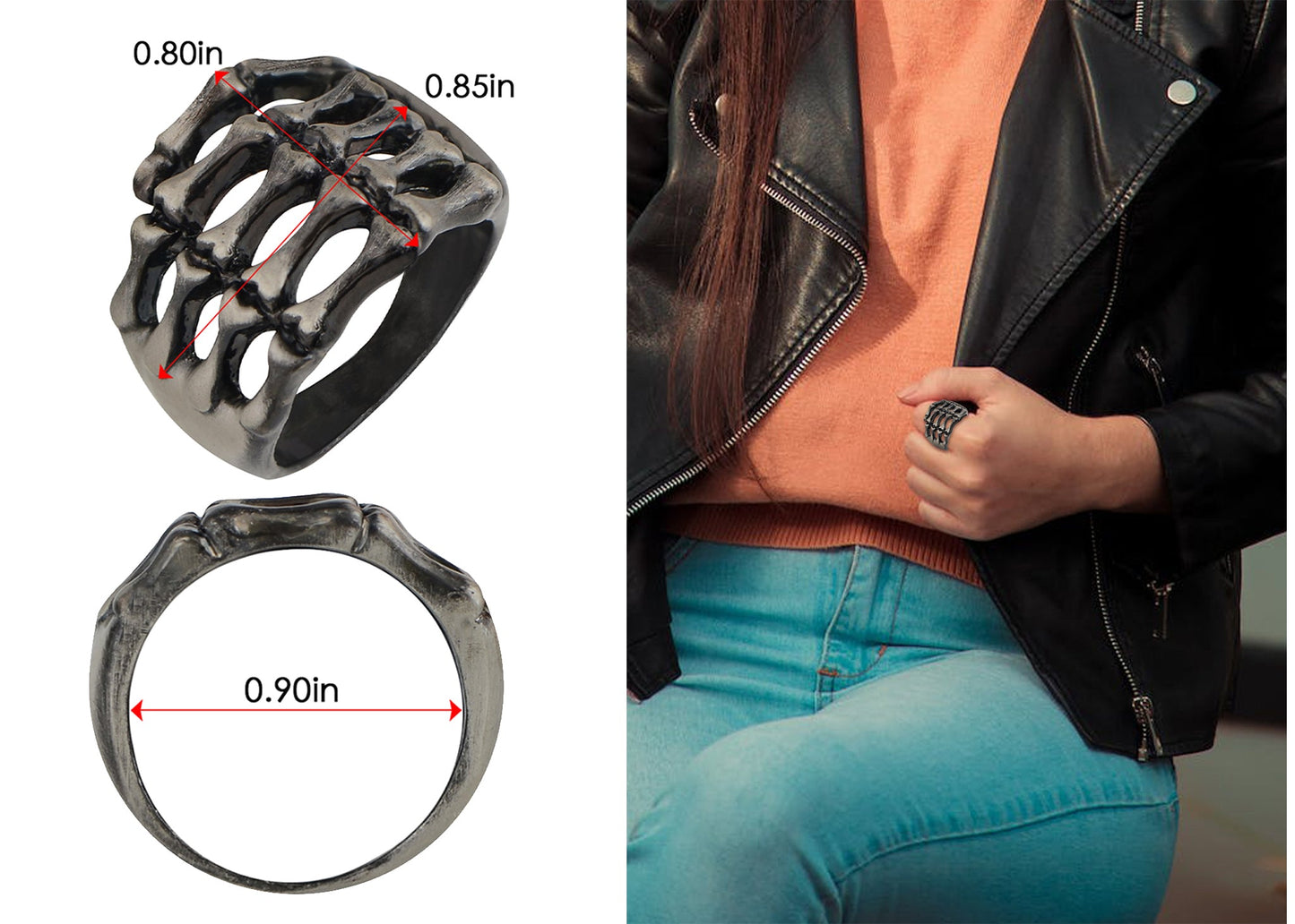 Gun Creepy Skeleton Hand Grasping Your Finger Statement Ring