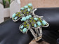 Sea Foam Blue Bead Peridot Butterfly Bangle Cuff