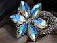 Floral Twist Big Aurora Borealis Flower Statement Bangle Cuff Bracelet