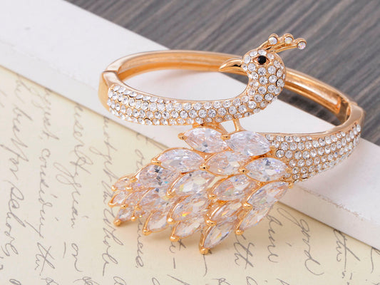 Swarovski Crystal Gold Plated Peacock Bangle Bracelet