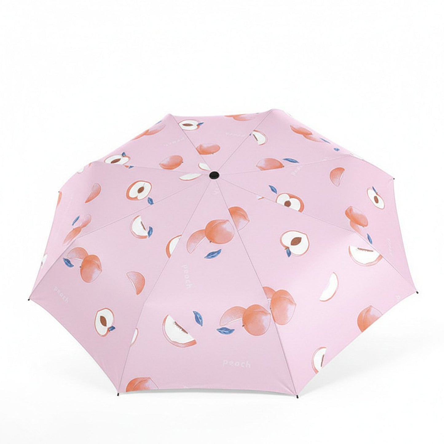 Peach Print Compact Folding Umbrella with Automatic Open and Wind Resistant Frame