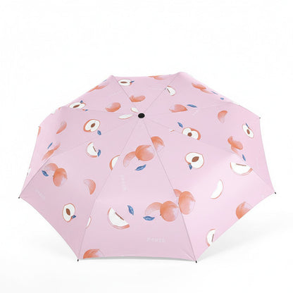 Peach Print Compact Folding Umbrella with Automatic Open and Wind Resistant Frame