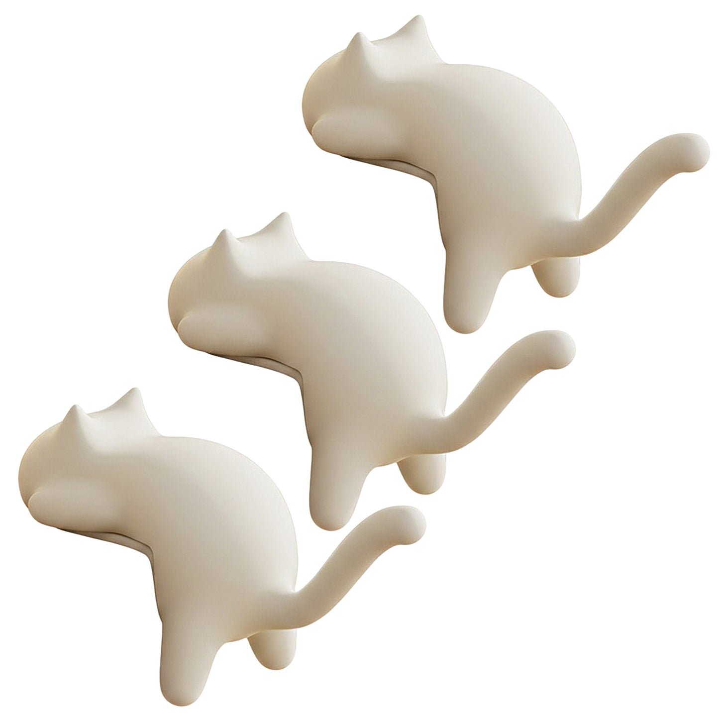3-Piece Desk Edge Bag Hook with Cat-Shaped Design and Protective Non-Slip Surface