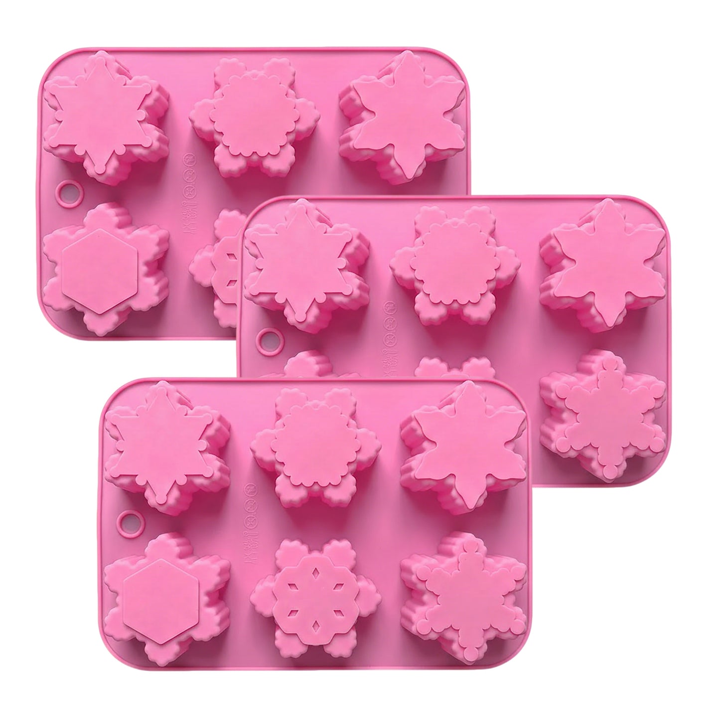 3-Piece Snowflake Silicone Baking Mold Set Winter Shape Cake Chocolate Candy Soap Mold