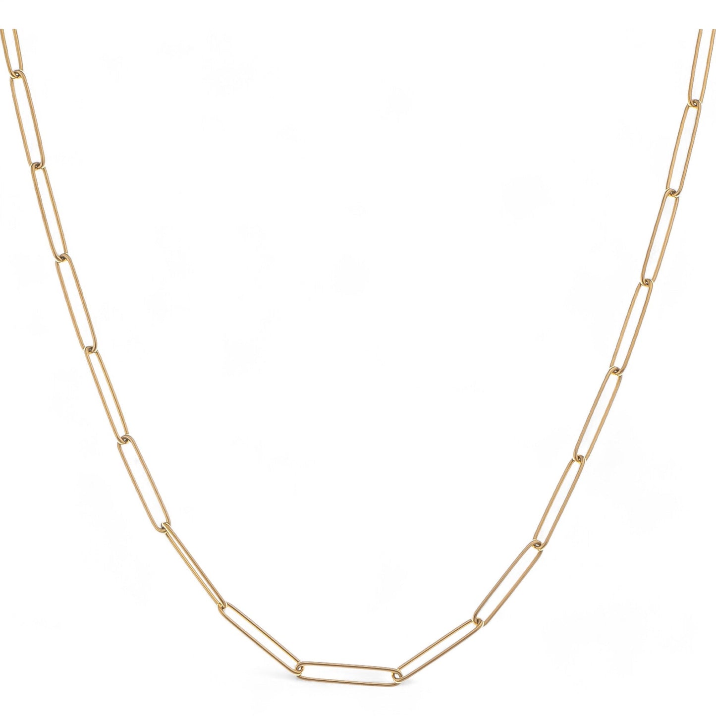 Minimalist Gold Tone Paperclip Chain Necklace Simple Modern Design
