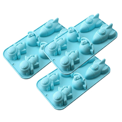 3-Piece Space Theme Silicone Baking Mold Set Rocket Astronaut Cake Chocolate Candy Soap Mold