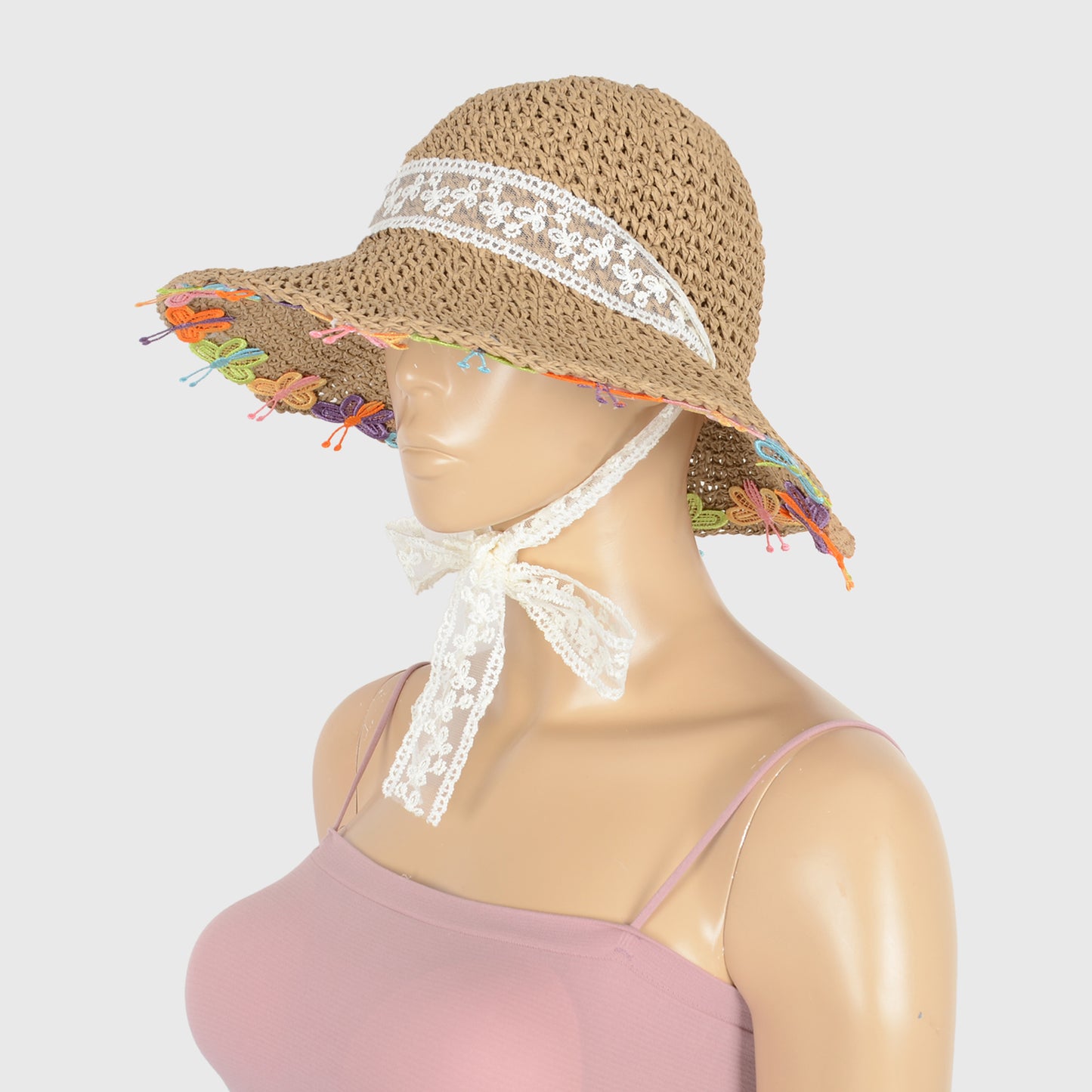 Colorful Butterfly - Embellished Straw Sun Hat