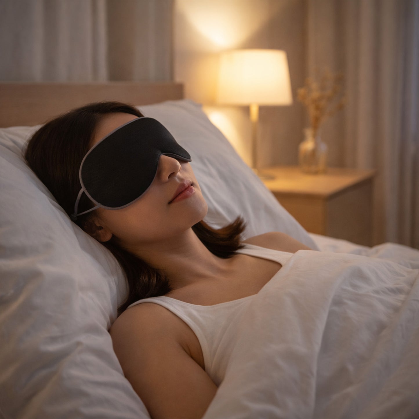 Dual-Sided Cooling and Warm Sleep Eye Mask with Adjustable Strap and Light Blocking Design