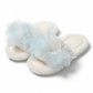 Plush Indoor Slide Slippers with Floral Mesh Detail