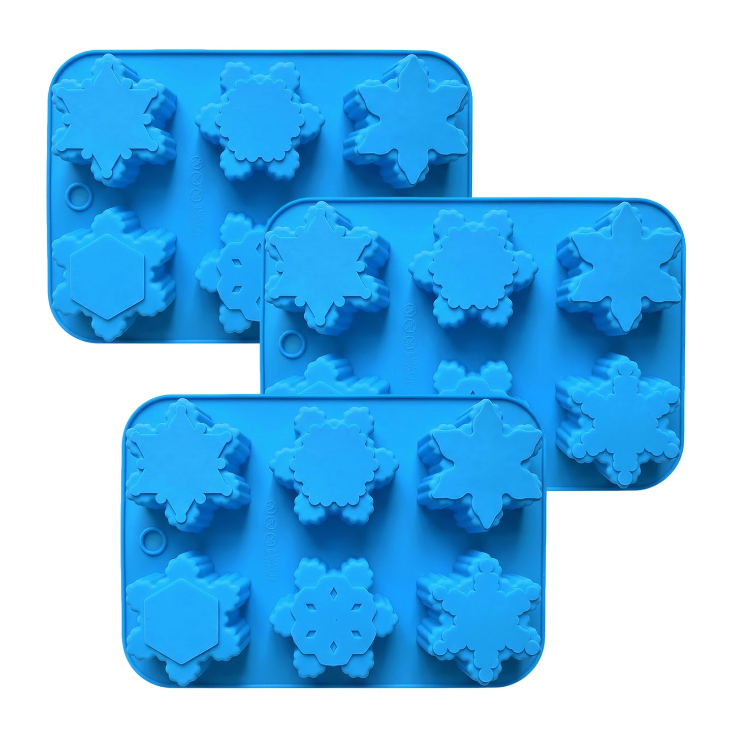3-Piece Snowflake Silicone Baking Mold Set Winter Shape Cake Chocolate Candy Soap Mold