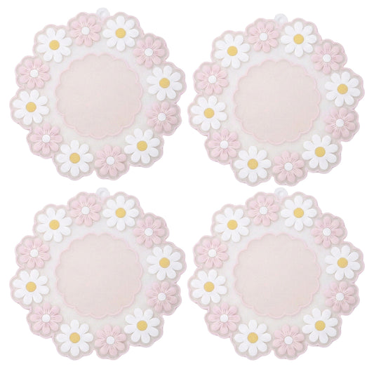 4-PC Daisy Floral Silicone Trivet Heat Resistant Non Slip Kitchen Pot Holder
