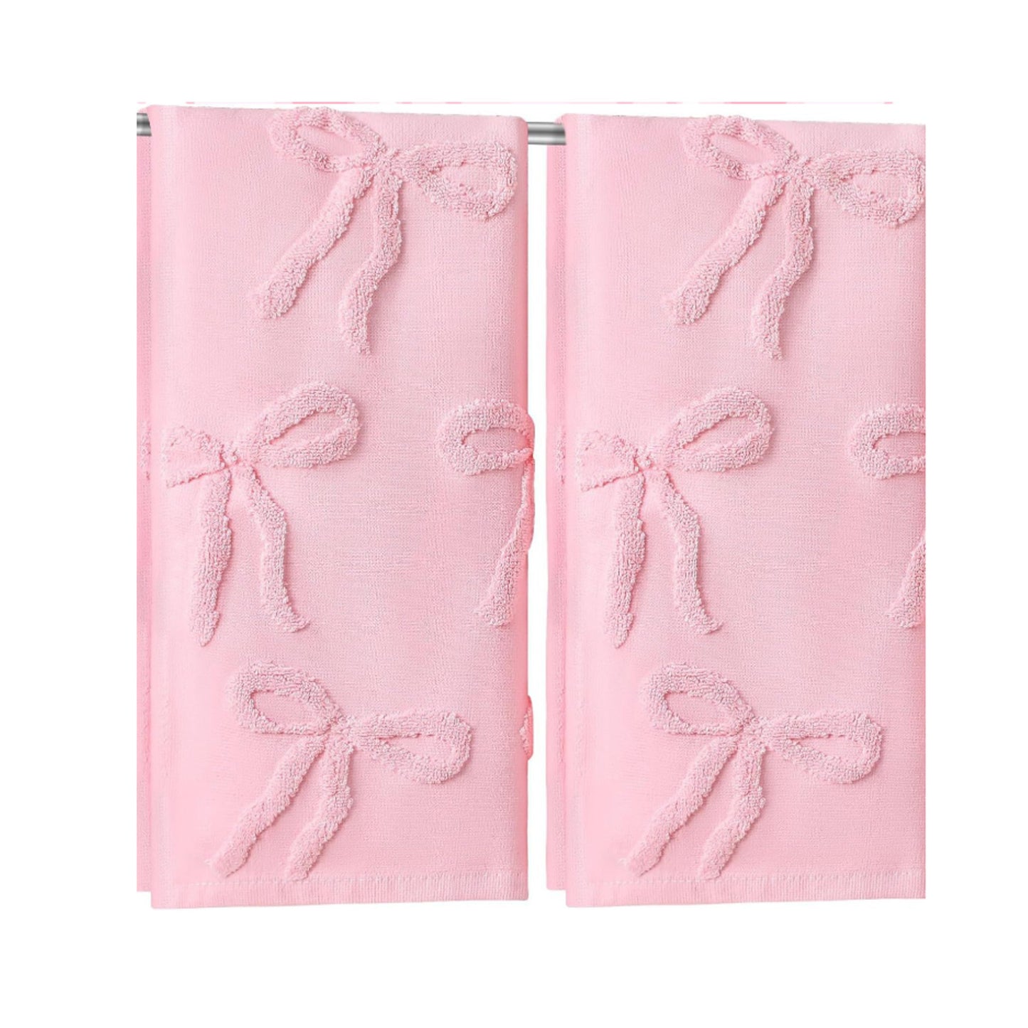 Soft Decorative Bow Textured Hand Towels Set with Raised Jacquard Design 2 Pack