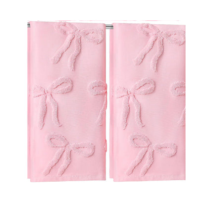 Soft Decorative Bow Textured Hand Towels Set with Raised Jacquard Design 2 Pack