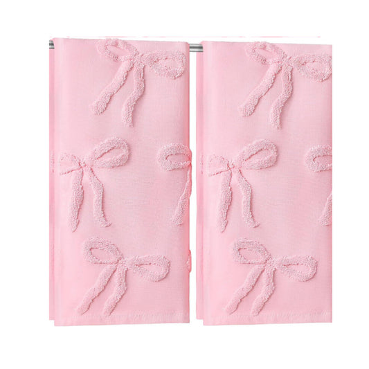 Soft Decorative Bow Textured Hand Towels Set with Raised Jacquard Design 2 Pack