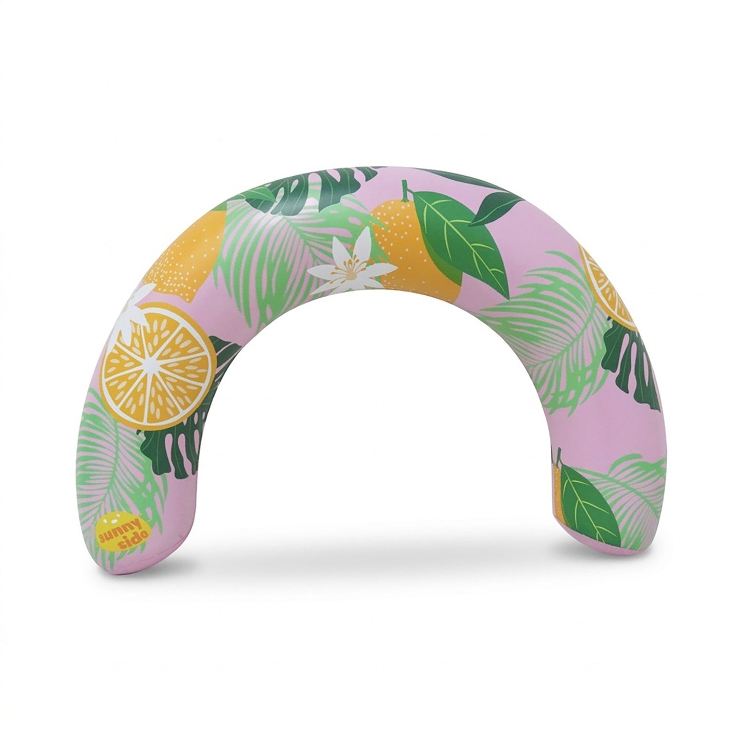 Inflatable U Shape Pool Float Adult Swim Ring Tropical Lemon Print Swimming Pool Float