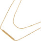 Double Layer Gold Tone Bar Pendant Necklace Minimalist Chain Design
