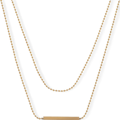 Double Layer Gold Tone Bar Pendant Necklace Minimalist Chain Design