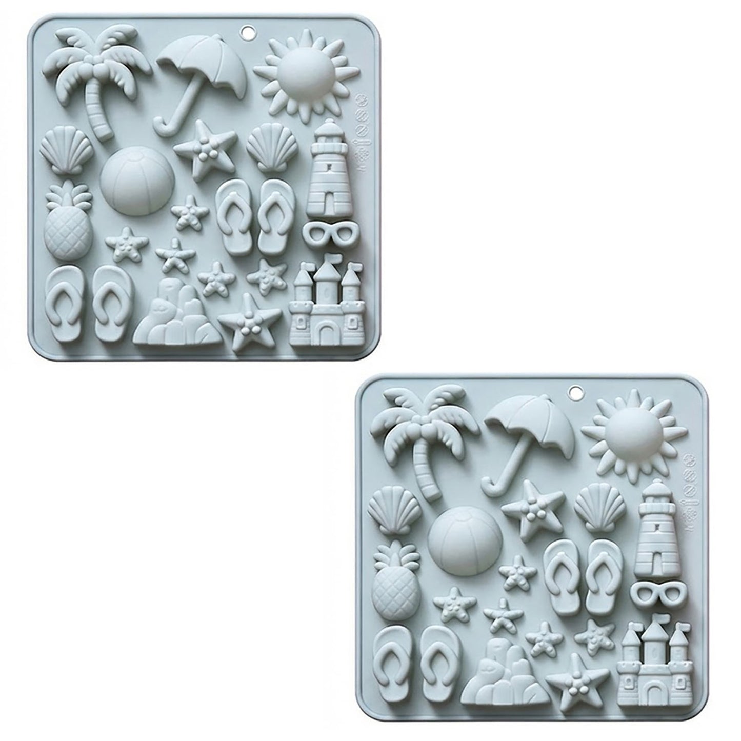 2-Piece Beach Silicone Baking Mold Set Nonstick Summer Shape Chocolate Candy Dessert Mold