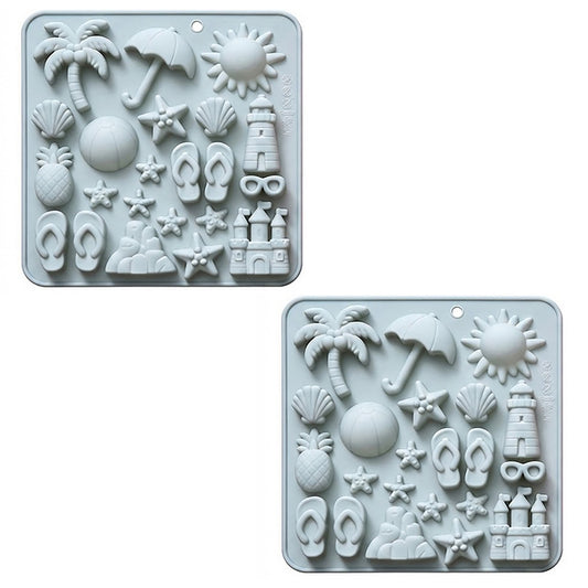 2-Piece Beach Silicone Baking Mold Set Nonstick Summer Shape Chocolate Candy Dessert Mold