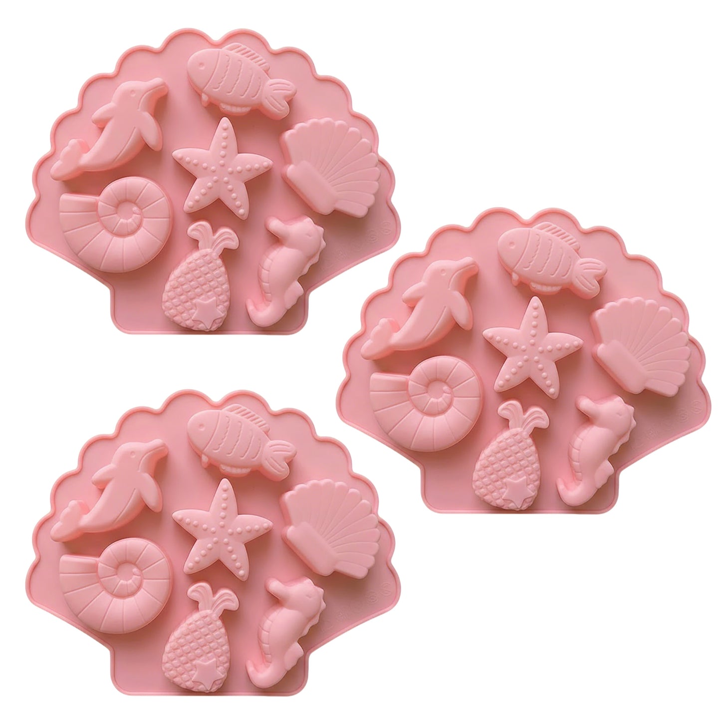 3-Piece Ocean Theme Silicone Baking Mold Set Sea Life Cake Chocolate Candy Soap Mold