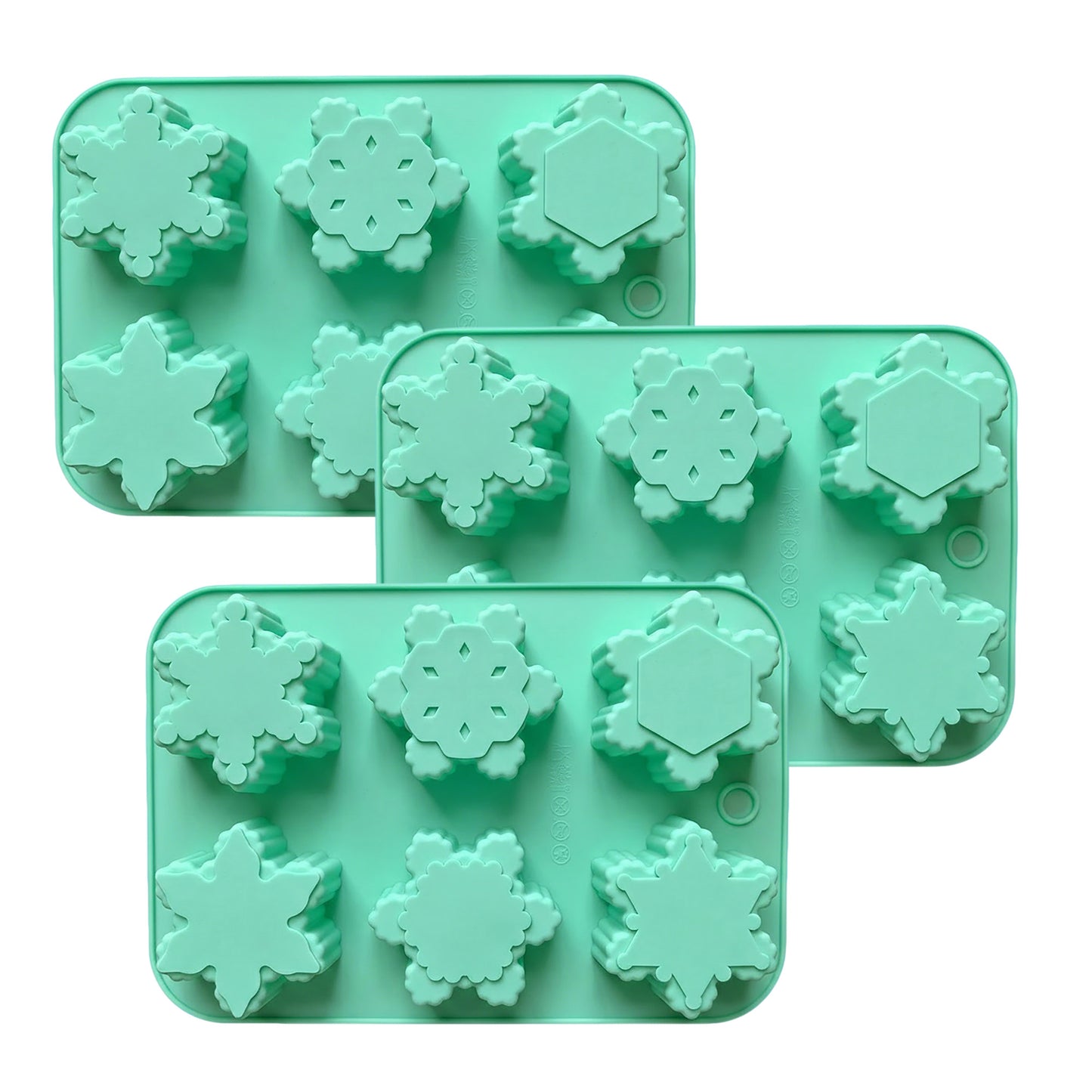 3-Piece Snowflake Silicone Baking Mold Set Winter Shape Cake Chocolate Candy Soap Mold