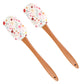 Silicone Spatula Set Butterfly Floral Print Wooden Handle Heat Resistant Baking Mixing Tools 2 Piece
