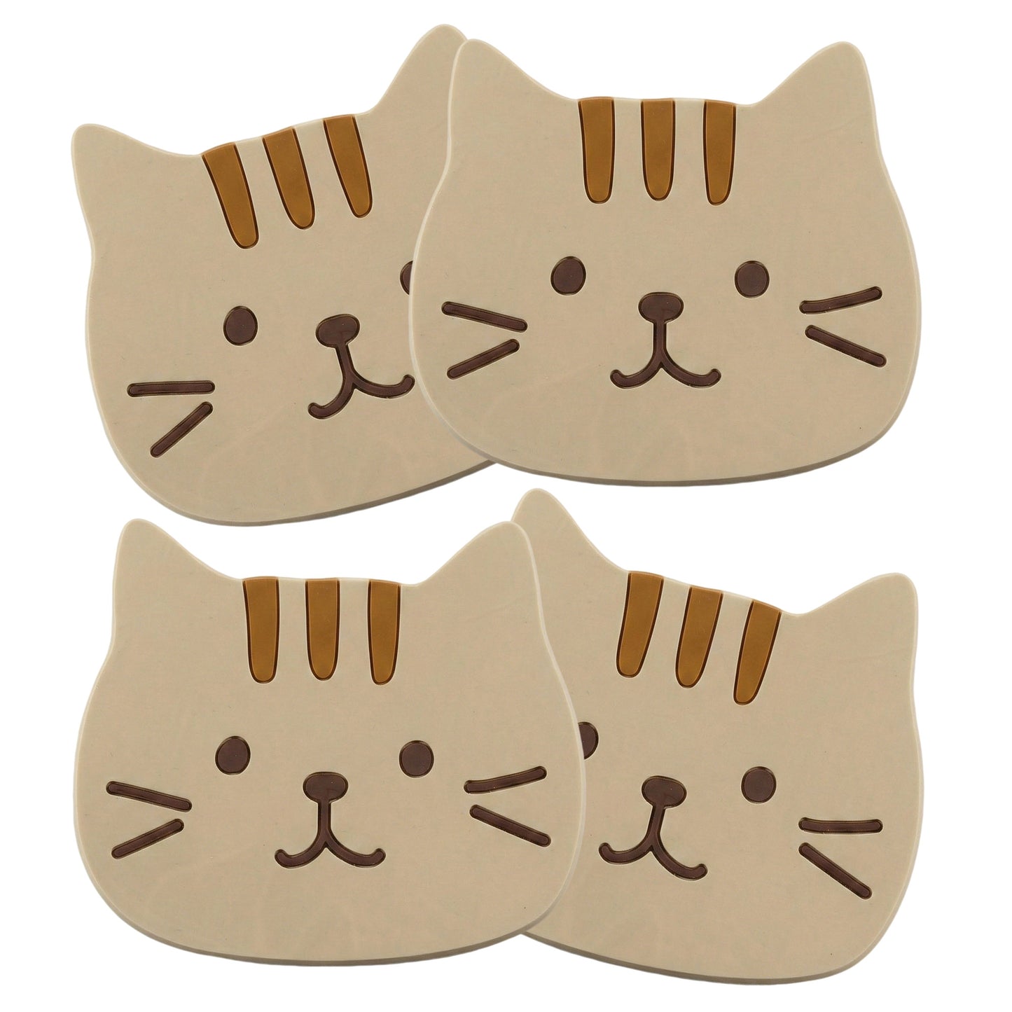 4-PC Cat Face Coaster Cute Non Slip Drink Table Protector