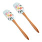 Silicone Spatula Set Butterfly Floral Print Wooden Handle Heat Resistant Baking Mixing Tools 2 Piece