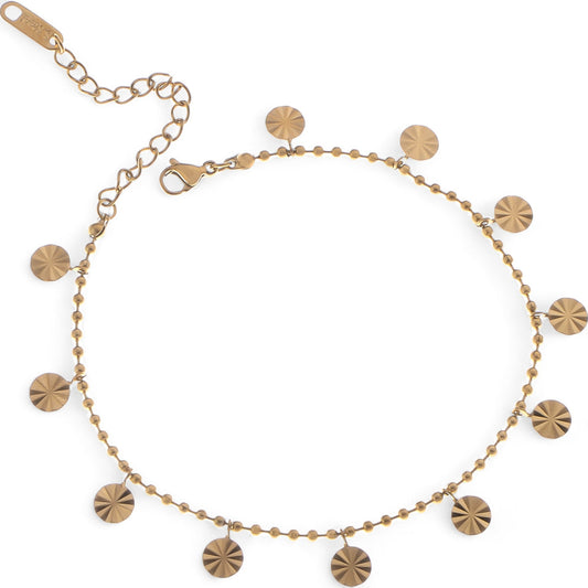 Dainty Charm Disc Bracelet with Adjustable Chain