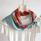 Square Floral Horse Silk Feel Satin Scarf Lightweight Wrap 27.5 Inch