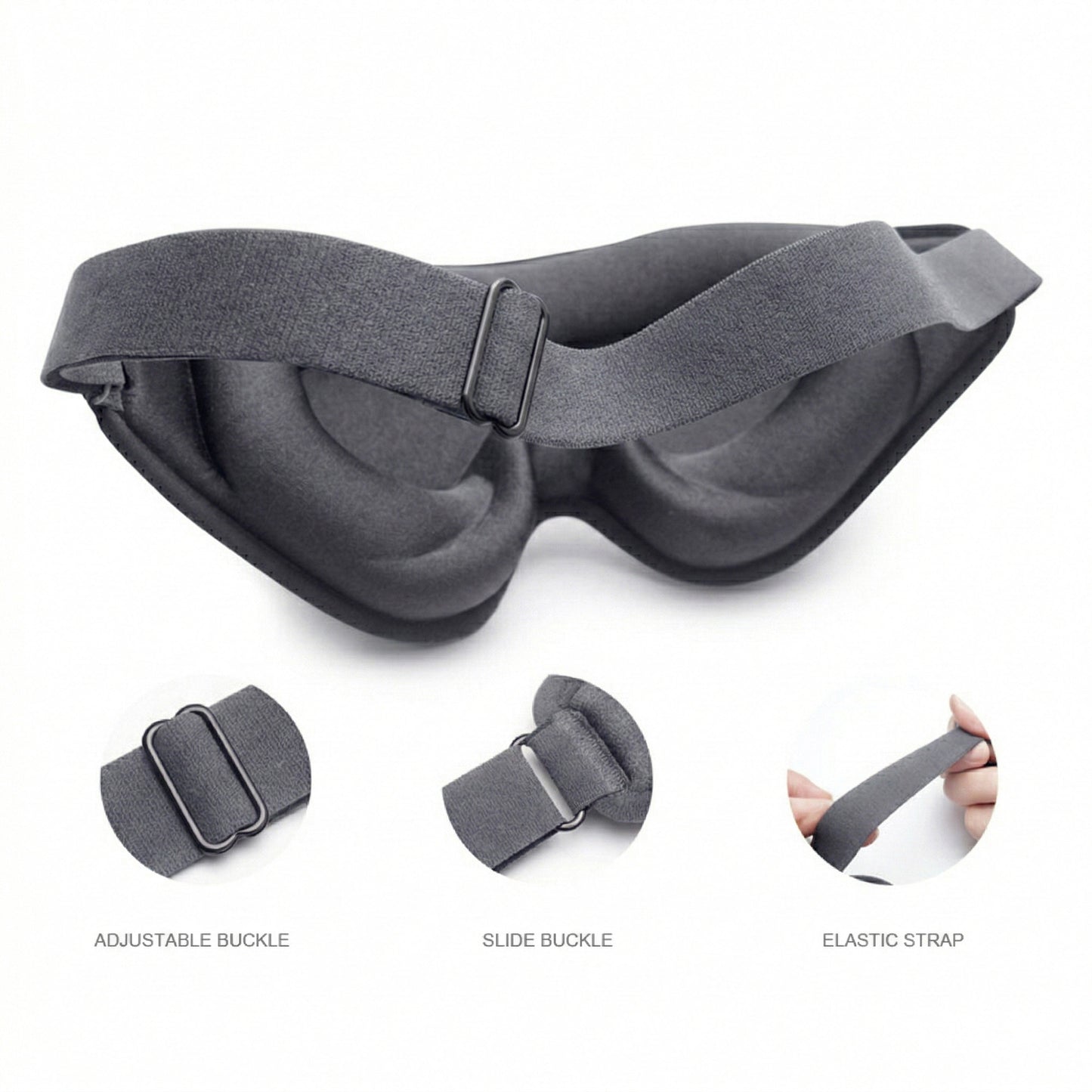 3D Contoured Sleep Eye Mask with Memory Foam Padding Adjustable Strap and Full Light Blocking