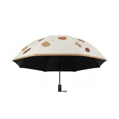 Bear Print Compact Folding Umbrella with Automatic Open Wind Resistant Frame and Wrist Strap