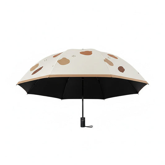 Bear Print Compact Folding Umbrella with Automatic Open Wind Resistant Frame and Wrist Strap