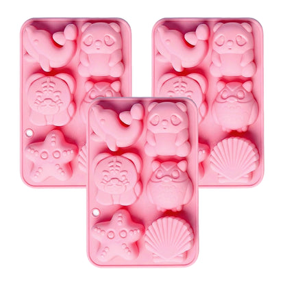 3-Piece Animal and Ocean Silicone Baking Mold Set Nonstick Flexible Chocolate Candy Mold