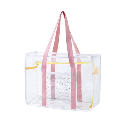 Transparent Mesh Beach Tote Bag - Waterproof Travel Shoulder Bag