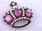 Pink Gem Royal King Crown Jewelry Pin Brooch