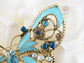 Antique Aquamarine Blue Colored Butterfly Brooch Pin