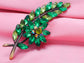 Antique Emerald Peridot Green Christmas Holly Leaf Flower Tree Brooch Pin